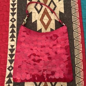 Women’s Red Mini Purse with Large Sequins and Gold Hardware